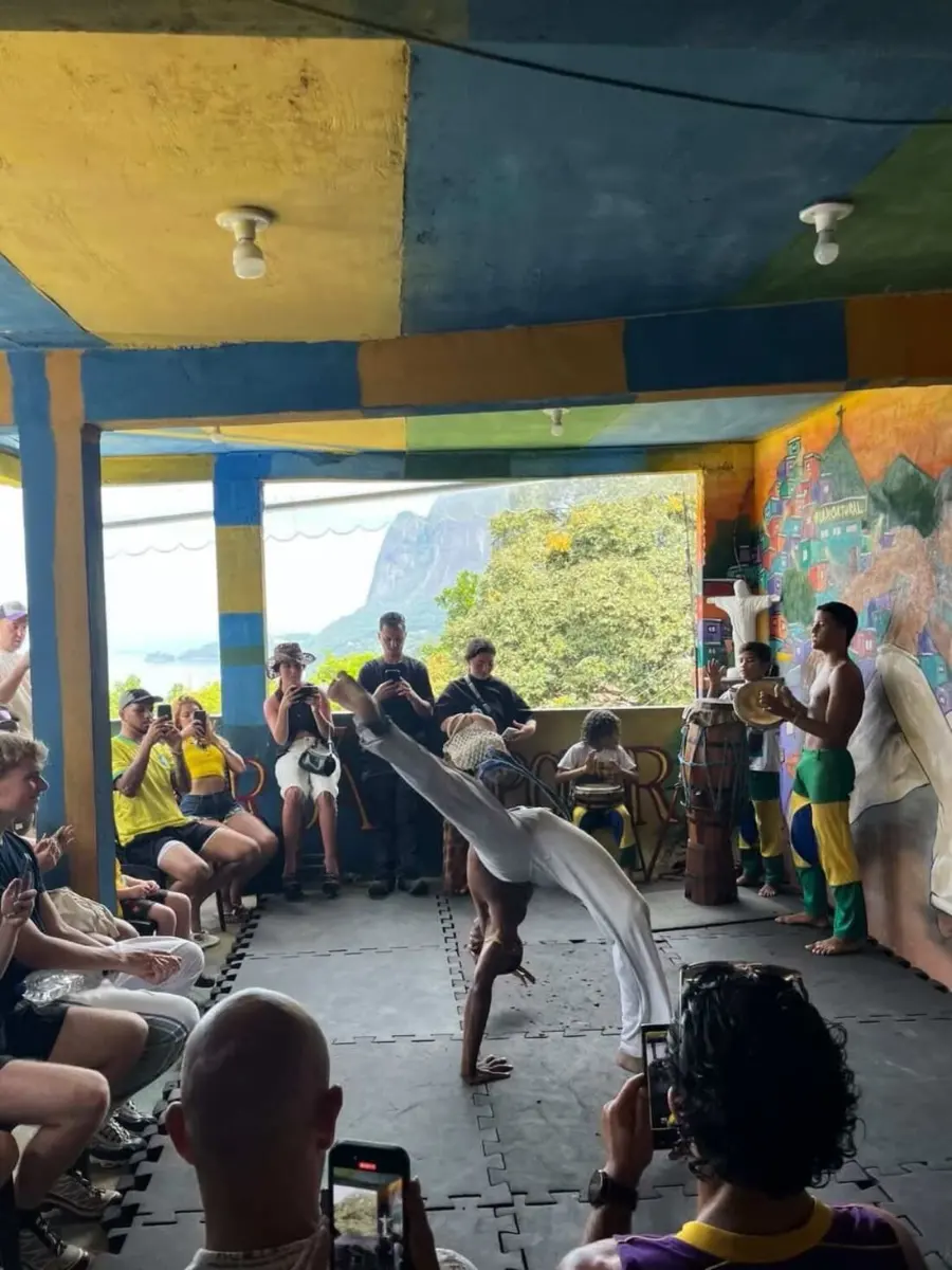Live capoeira performance at the Acorda Capoeira social project, Rocinha