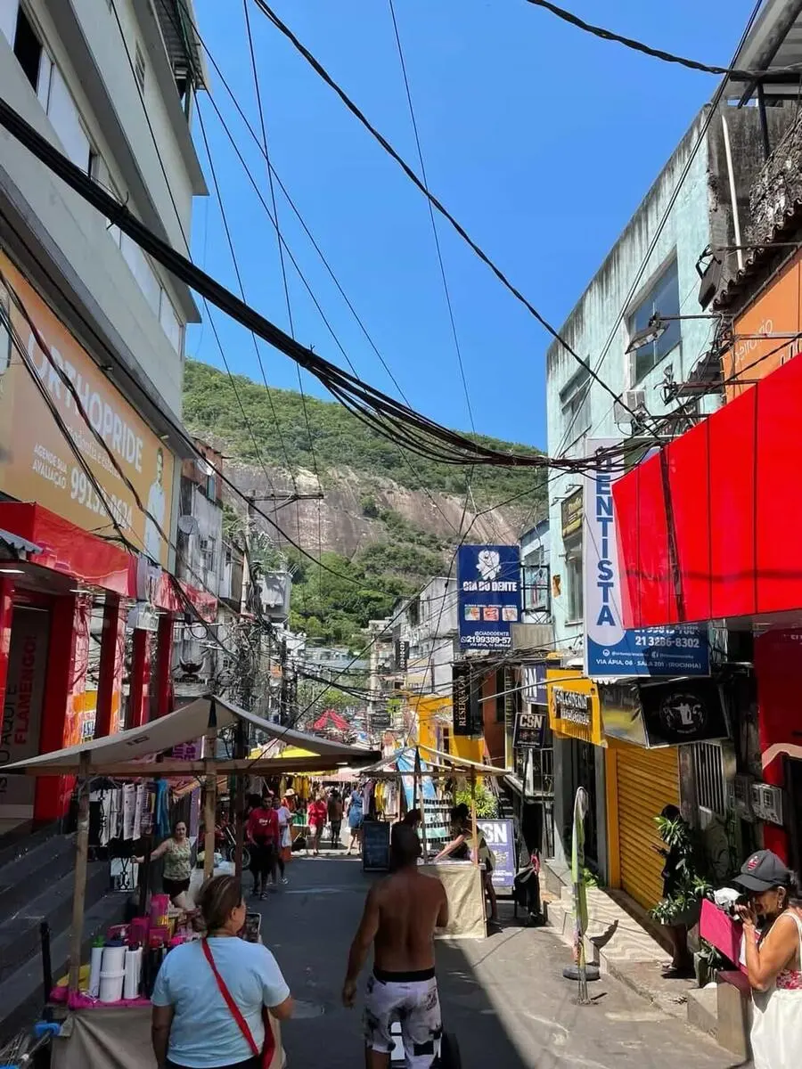 The vibrant street market alleyways of Rua 1 in Rocinha